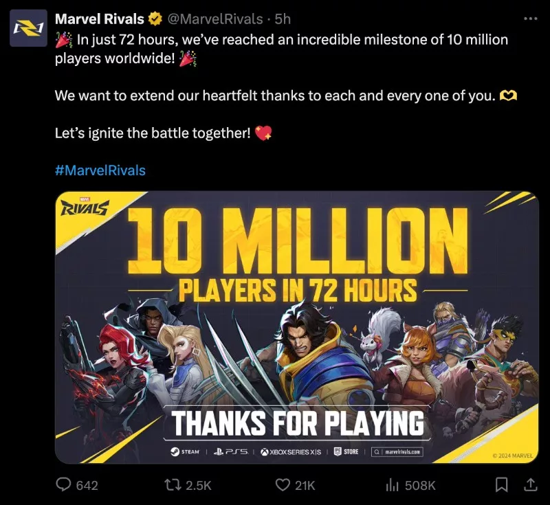 marvel rivals player count